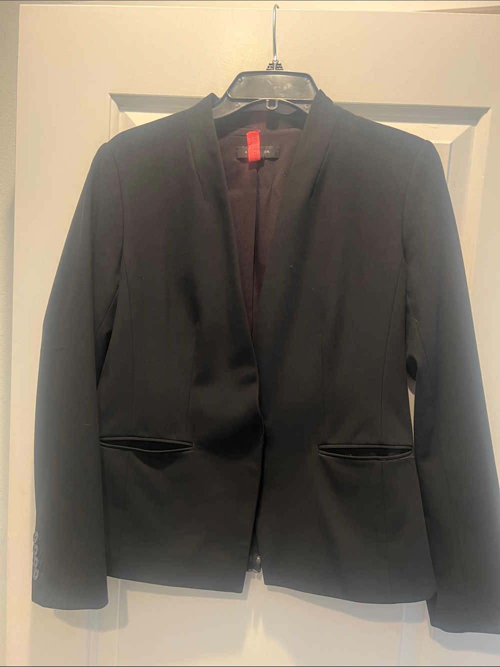 Ann Taylor Factory Black Collarless Open Blazer